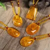 Charms Exquisite Amber Internal Carving Bodhisattva Pendant Guanyin Rulai Buddha Heart Sutra Men Women Lucky Auspicious Jewelry