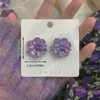 Sexy Woman Purple Flower Earrings Party Club Accessories Ear Stud Earrings Fashion Jewelry Korean Pearl Earrings Moda Mujer