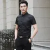 Men's Dress Shirts Man Shirt Plain Short Sleeve For Men Formal Office Clothing Asia Fashion 2024 Korean Style Casual Xxl In Tops S