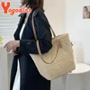 Yogodlns Summer Wheven Women Torba duża pojemność rattan na ramię wakacyjna nadmorska plaża Bagcasual Shopper Tote Fashion 240422