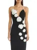 Casual Dresses Women Celebrity Sexig Backless Pearl Black Flower Designer Long Bodycon Bandage Dress 2024 Elegant Evening Club Party