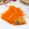 Gift Wrap 100pcs/lot 9x12cm Organza Bag Orange Wedding Decoration Candy Jewelry Gifts Packaging Small Bags Pouches