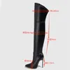 Bottes 2024 en stock pour Dropship Women's Black Toed Toe Stiletto Talons hauts sur le genou Sexy Modern Lady Party Shoes