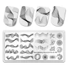 Art Beautybigbang French Wave Line Nail art Plate Stamping in acciaio inossidabile Modello di timbro unghie geometrico Modello di manicure Strumenti