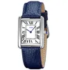 Drei Pins Designer-Kette Watch 28mm Damen Sqiare Römische Tankuhr Quarz Bewegung Lady Blaublau brauner Kuh Leder-Must-Design Uhren Erstes Star Choice Geschenke