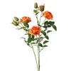装飾的な花偽造花環境に優しいアンチフェードフェイクフェイクシルク3ヘッド人工バラ