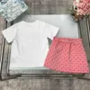 Brand Princess dress summer kids tracksuits baby clothes Size 100-150 CM Logo printing T-shirt Red and blue short skirt 24April
