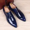 Chaussures décontractées de luxe de luxe pour hommes robe de fête de mariage en cuir breveté chaussure de derby pointu les baskets pointues gentleman chaussures zapatos