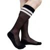 Men's Socks Solid Mesh Mens Dress Suit Knee High Circle See Through Formal Male Stocking Business Sexy Lingerie Breathable