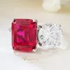 Ringos de cluster Vinregue Emerald Round Cut Ruby High Carbon Diamond Gemstone Vintage 925 Anel de prata esterlina para mulheres Presentes de jóias de casamento