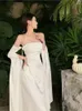 Casual Dresses Women Summer Elegant Satin Silky Off Shoulder White Cocktail Dress Wedding Party Maxi Vestidos Largo Invitada Boda