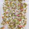 Decorative Flowers Wedding Decoration Wall Rattan Artificial Rose Vine Autumn Cane Backdrop Decor Fake Garland For Home El