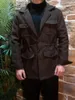 Herenjacks kleur gespikkeld tweed safari jas slanke fit multi-pockets vintage werkkleding