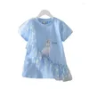 Vestidos de menina vestido de verão aishah princesa para 3-7y crianças casuais camiseta de renda para crianças roupas