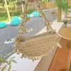 Hobo Bohemian Pearls Bag Straw Conch Starfish Mujeres Bolsos de mujer Half Moon Diseñador de hombro Bolsas Crossbody Bolsas Damas Damas