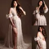 Maternity Dresses Ruffle Maternity Dress Baby Shower Beige V-neck Maxi Dresses For Pregnant Women Photo Shooting Pregnancy Sexy Evening Gowns