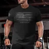 T-shirt de ginástica para homens para homens impressão 3D Tirina de bandeira dos EUA de tamanho grande de tamanho curto casual para mangas esportivas de roupas esportivas