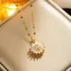 Pendant Necklaces Rotatable Sunflower Necklaces For Women 2024 Fashion Jewelry Accessories Chain Choker