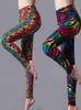 Cuhakci Yüksek Bel Taytlar Spor Giyim Egzersiz Kadın Jeggings Elastik Pantolon Leopar Yaz Baskılı Stripe Seksi Fitness Leggins 240424
