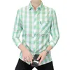 Erkekler Kot 2024 Sonbahar Uzun Kollu Gömlek Erkekler için Slim Fit Outerwear İç Gömlek Çizgili Ekose Top Sıradan Adam Giyim