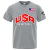 USA Basketballer Printed Street Casual T-Shirts Men Loose Oversize Clothing Breathable Cotton Short Sleeve Fashion Hip Hop Tees 240425