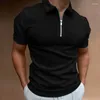 Herenpolo's man met kraag T -shirt Skinny Polo Shirts Gym T -shirt voor mannen Green Topspieren Zipper Aesthetische XL Slim Fit Fashion