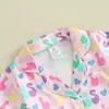 Kläduppsättningar Småbarn Baby Girl Satin Matchande pyjamas Set Big Sister Little Button Down Shirt Shorts 2 Piece Summer Sleepsuit