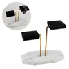 Jewelry Pouches Marble Base Gold Support Rod Watch Stand Display PU Leather Double Storage Rack