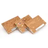 5pcs Card Holders Cork Leather Stainless Steel Business Card Mix Color