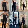 Jumpsuits voor dames rompers Sless Bodysuit dames bodycon één stuk jurk vierkante halslijn casual t-shirt playsuits een stuk top flare broek playsuits y240425