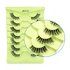 Falska ögonfransar 7 Par 3D Winged End Eye långsträckta transparent stam kattmakeup naturliga fransar förlängningsartiklar