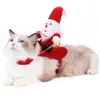 Cat Costumes Creative Dog Christmas Costume Santa Claus Riding Pet Cosplay Clothes Party Coat Year Gift 2024
