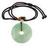 Pendant Necklaces Healing Crystal Stone Necklace Natural Green Aventurine Donut Shape Lucky Amulet Adjustable Jewelry For Women Men