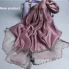 Bufandas bufanda de seda de verano para mujeres pashmina de larga dama chal envoltura femenina bandana falsard hijabs sólido playa suave stolesscarves kimd22