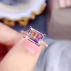 Cluster Anneaux Natural Ametrine S925 sterling Silver Square Gem Ring Fine Fashion Wedding Bijoux pour les femmes Meibapj Fs