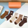 socks 5 pair set socks for men women designer socks thick letter mid-calf low-calf sports socks breathable embroidery cotton with box