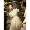 Feestjurken van Allsis Franse stijl Stand Neck Light Wedding Jurk 2024 Vintage zachte uitgaande 18 -jarige volwassen cadeau PO Take