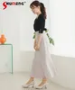 Faldas estilo japonés elegante falda midi femenina 2024 Oficina de primavera Women Women High Color puro Cintura elástica de la cola de pescado