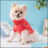 Hundkläder Vinterdjurtröja Turtleneck Knittes Dog Apparel With Classic Jacquard Letter Mönster Designerkläder för SMA Bathshower DHZMS