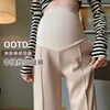 Maternity Bottoms 828# Autumn Dense Maternity Long Straight Pants Wide Leg Loose Straight High Waist Belly Trousers for Pregnant Women PregnancyL2404