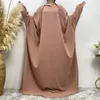 Ethnic Clothing Women Simple Loose Abayas For Big Bat Sleeve Muslim Dress Middle Eastern Islamic Dubai Clothes