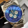 Top AAA Fashion Herren Casual Watch Chronograph Quarz Bewegung Stahl Limited Blue Dial Hochwertige Hardlex Uhren Edelstahlgurt Herren Armbanduhr