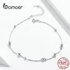 Stränge Bamoer minimalistische runde Perlen Ankettchen Sterling Silber Chian Armband für Bein weibliche Fußschmuck für Frauen Beinkette SCT005