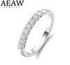 AEAW 14K White Gold 025CTW 2mm DF Cround Cut Embagmentalding Morsanite Lab Lab Diamond Pierścień dla kobiet Y01223193246