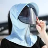 Bérets Sun Protection Hat With Lens Women Women Summer Big Brim Solid Solid Suncreen Anti-UV Full Face Mask Breathable Sunshade Cycling Visors