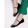 Casual Shoes Elegant Women's Round Toe Flats Pumps With Buckle Strap Cleavage Comfort Footwear Patent Leather In Red Black