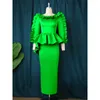 Casual Dresses Fashion Women Elegant Round Neck Long Sleeves Ruffle Maxi Dress Party Gowns