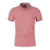 Polo Shirt Men Solid Casual Cotton Slim Fit Short Sleeve Mens 240423