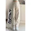 Women's Jeans Deeptown Baggy Korean Fashion Beige Straight Pants Women Y2k Streetwear Wide Leg Trousers Denim Female Japanese Harajuku