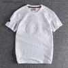 Herr t-shirts sommar ny japansk retro kortärmad o-hals 3D-bokstav tryckt t-shirt för herr mode 100% bomull tvättad lös casual topq240425